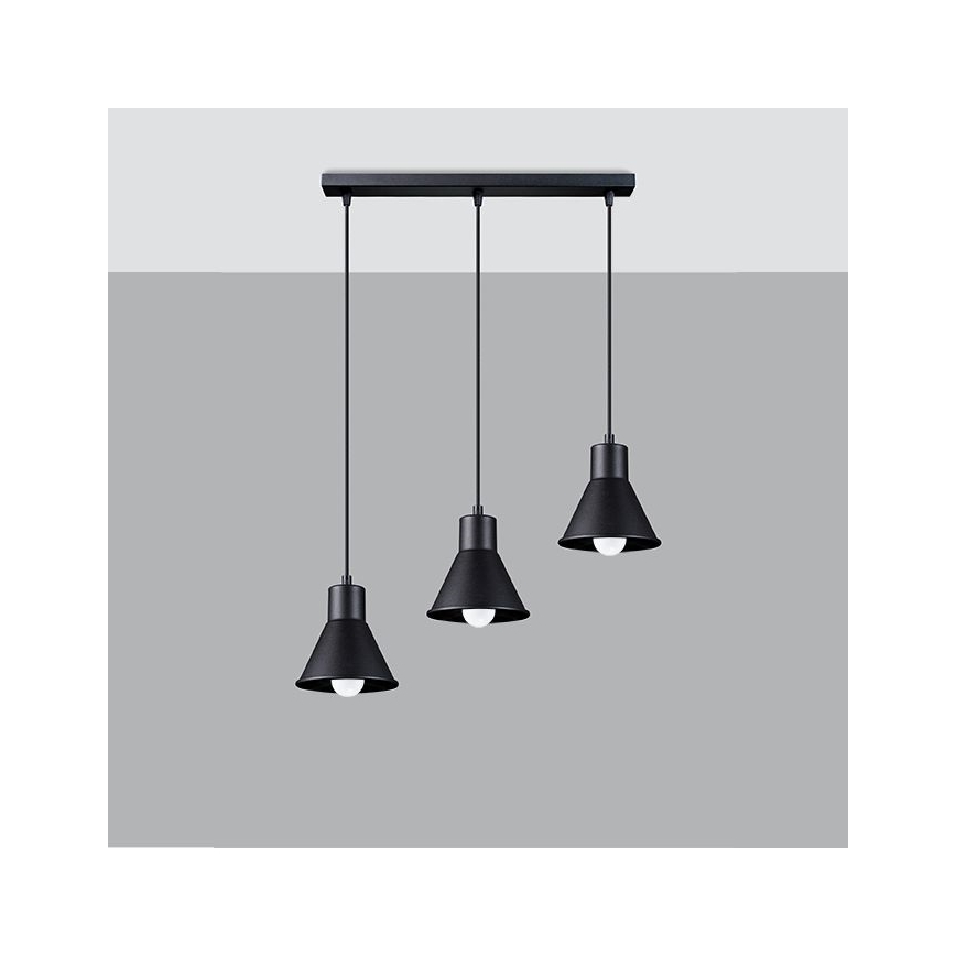 Lámpara colgante TALEJA 3xE27/60W/230V negro