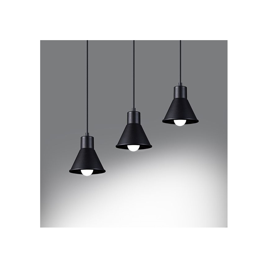 Lámpara colgante TALEJA 3xE27/60W/230V negro