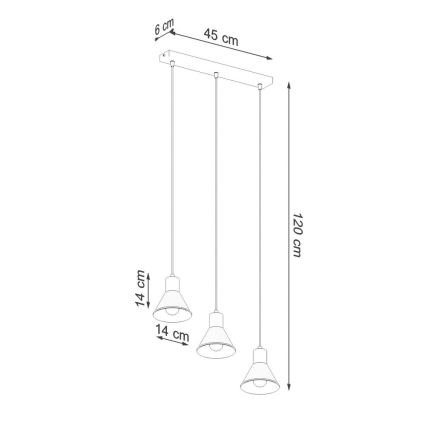 Lámpara colgante TALEJA 3xE27/60W/230V negro