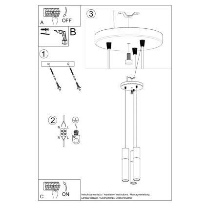 Lámpara colgante PABLO 3xGU10/40W/230V blanco/haya