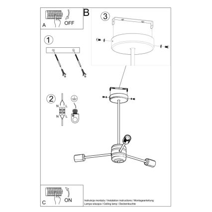 Lámpara colgante LANGO 3xE27/60W/230V negro