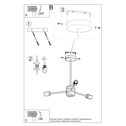 Lámpara colgante LANGO 3xE27/60W/230V negro