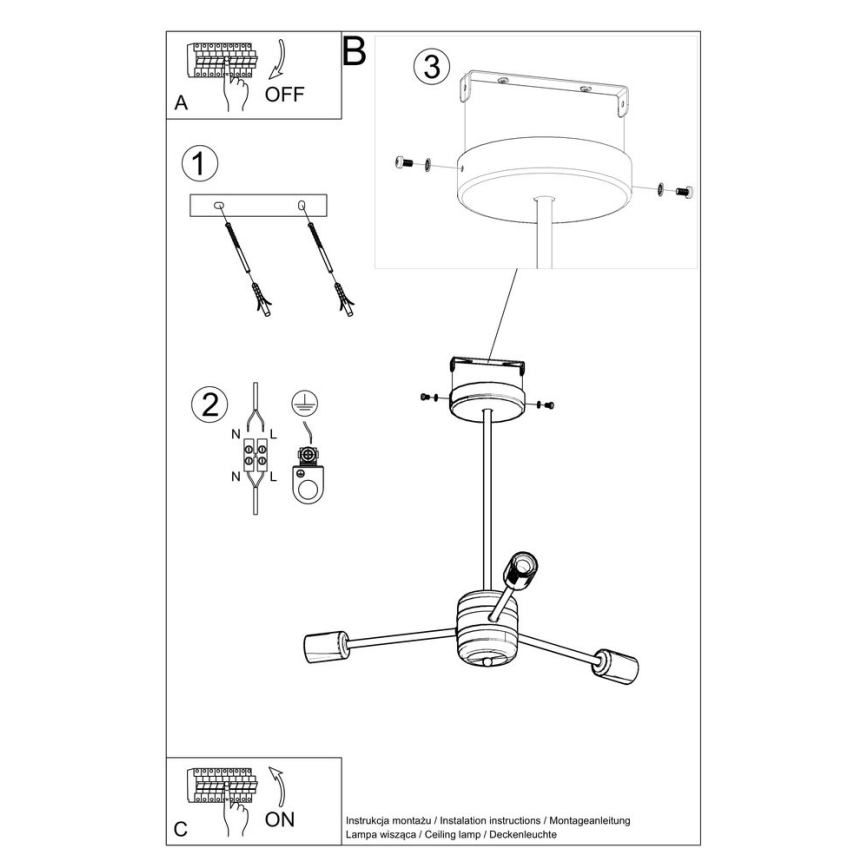 Lámpara colgante LANGO 3xE27/60W/230V negro