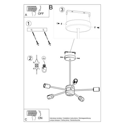 Lámpara colgante LANGO 5xE27/60W/230V negro