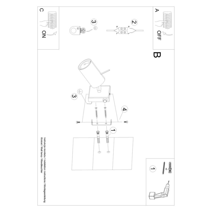 Foco de pared RING 1xGU10/10W/230V blanco
