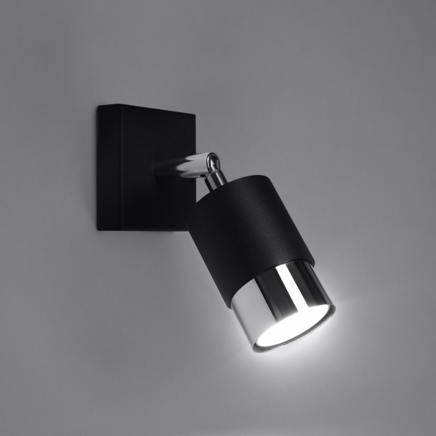 Foco de pared NERO 1xGU10/40W/230V negro/cromo brillante