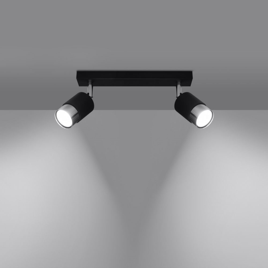 Foco NERO 2xGU10/40W/230V negro/cromo brillante