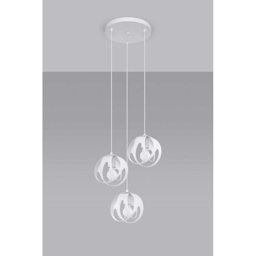 Lámpara colgante TULOS 3xE27/60W/230V blanco