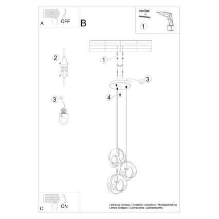 Lámpara colgante TULOS 3xE27/60W/230V blanco