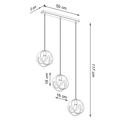 Lámpara colgante TULOS 3xE27/60W/230V blanco