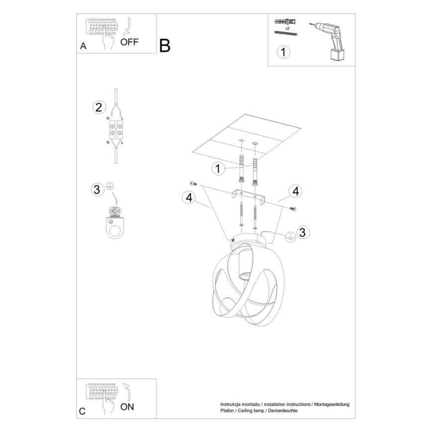 Lámpara de techo TULOS 1xE27/60W/230V negro