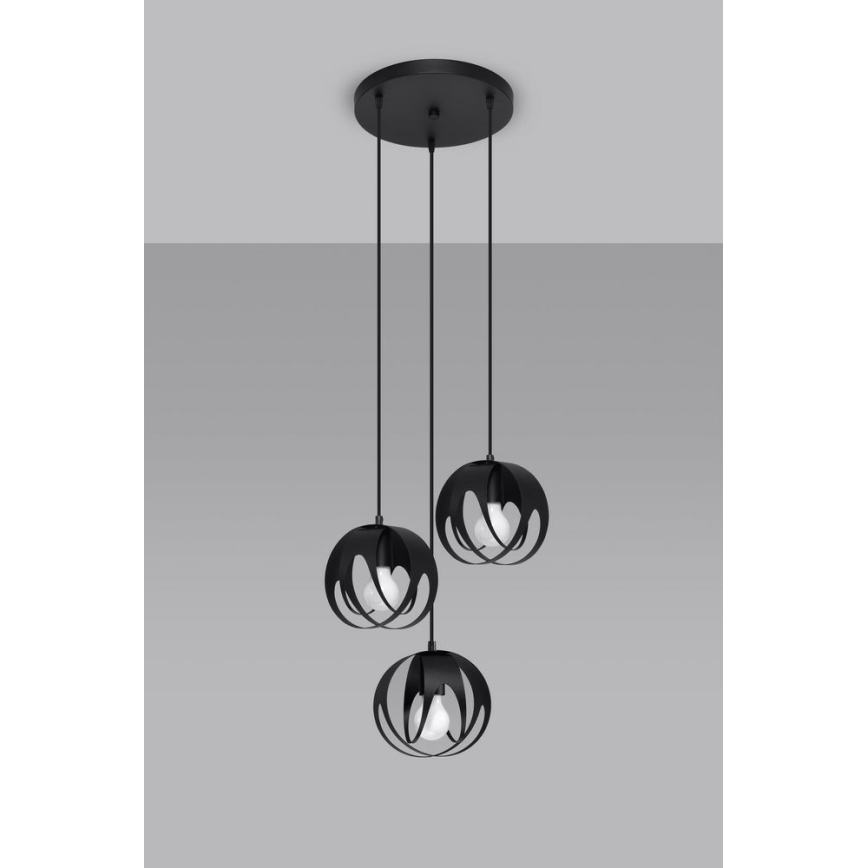 Lámpara colgante TULOS 3xE27/60W/230V negro
