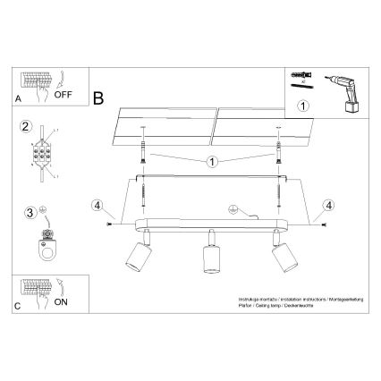 Foco FORNES 3xE27/60W/230V negro