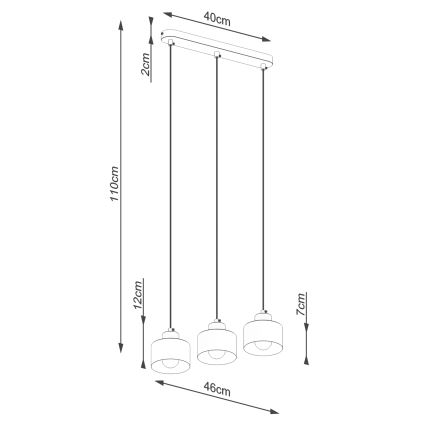 Lámpara colgante SAVAR 3xE27/60W/230V negro