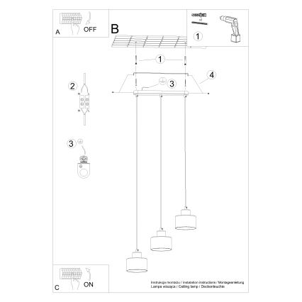 Lámpara colgante SAVAR 3xE27/60W/230V negro