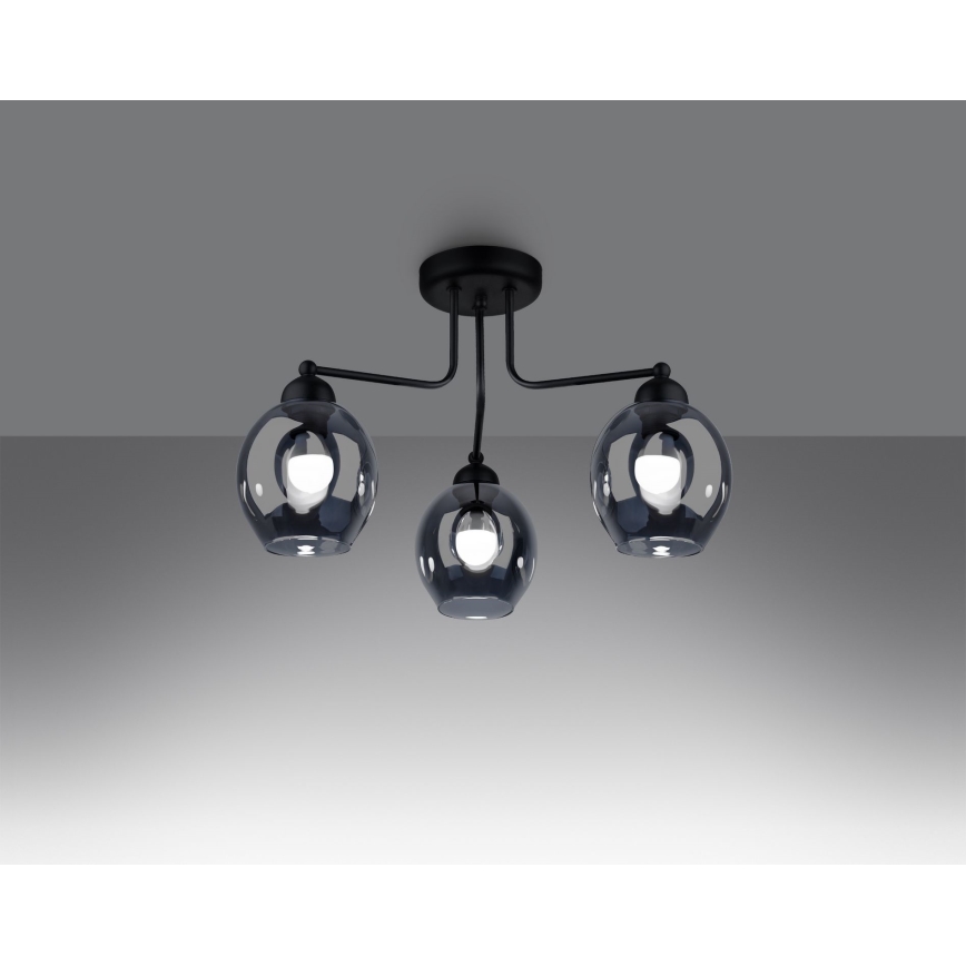 Lámpara colgante FILLAN 3xE27/60W/230V negro
