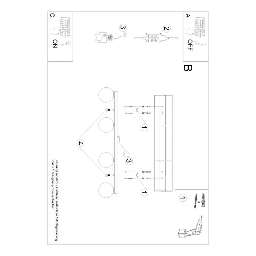 Plafón YOLI 4xG9/12W/230V blanco