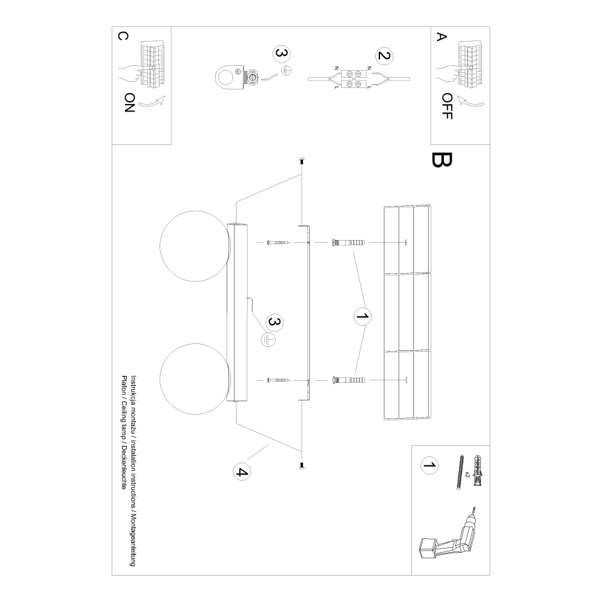 Plafón YOLI 2xG9/12W/230V negro