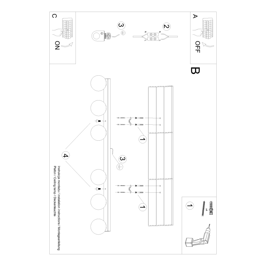 Plafón YOLI 6xG9/12W/230V negro