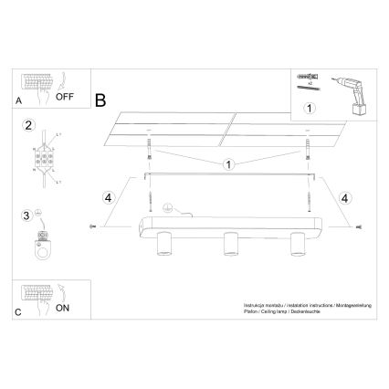 Foco TAVO 3xE27/15W/230V concreto