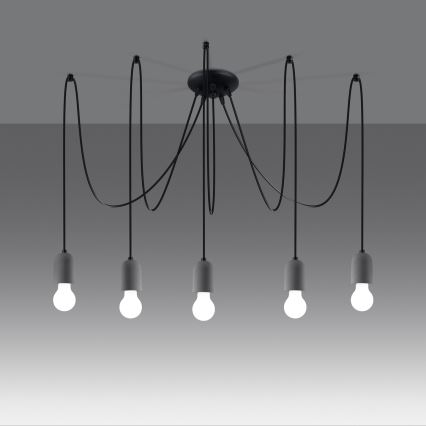 Lámpara colgante NESO 5xE27/15W/230V araña concreto