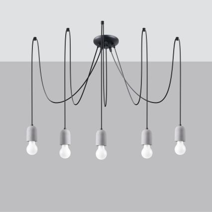 Lámpara colgante NESO 5xE27/15W/230V araña concreto