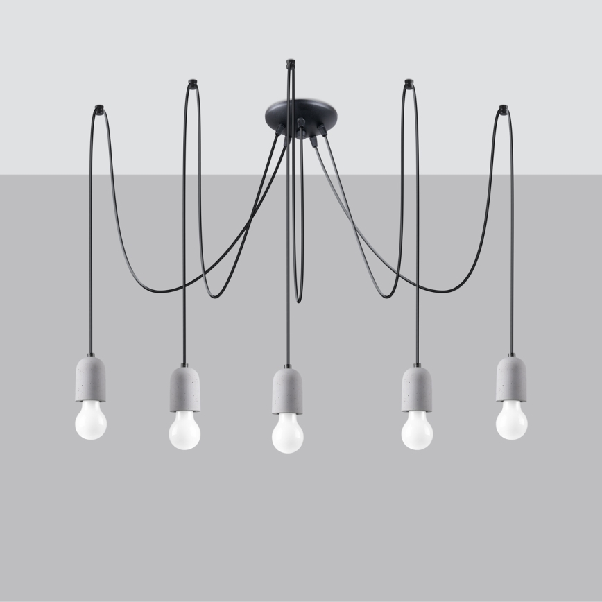 Lámpara colgante NESO 5xE27/15W/230V araña concreto