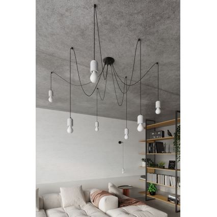 Lámpara colgante NESO 5xE27/15W/230V araña concreto