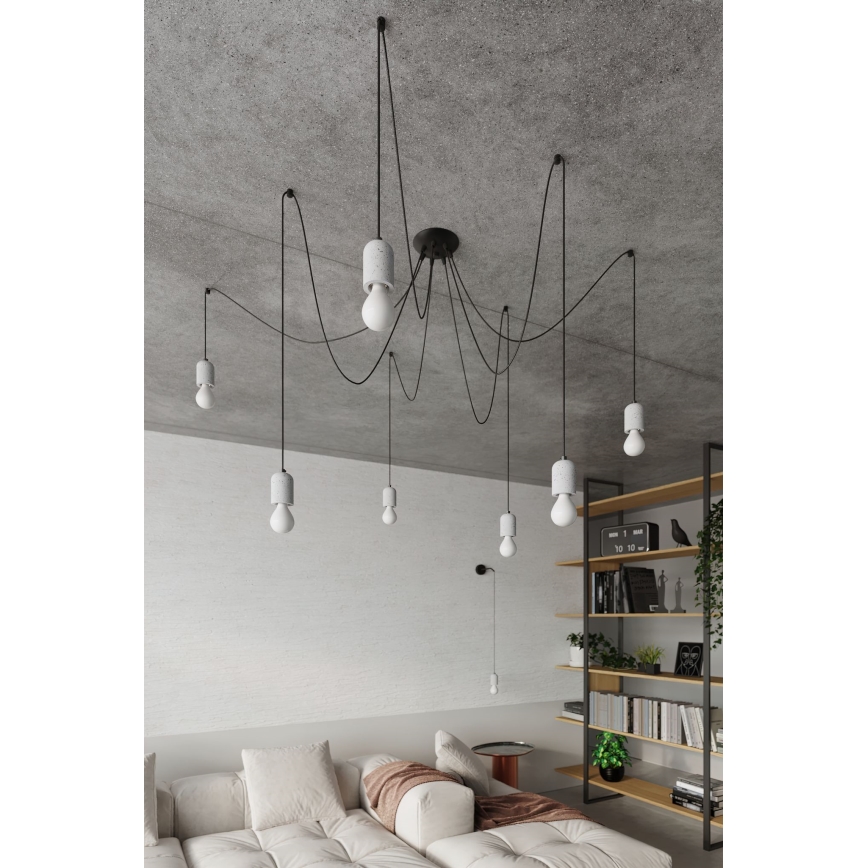 Lámpara colgante NESO 5xE27/15W/230V araña concreto