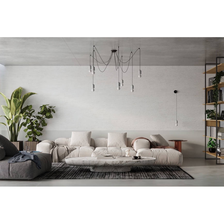 Lámpara colgante NESO 5xE27/15W/230V araña concreto