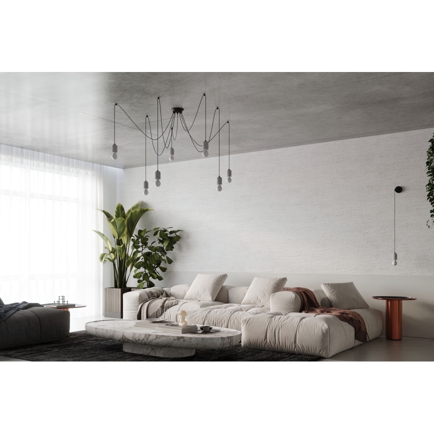 Lámpara colgante NESO 5xE27/15W/230V araña concreto