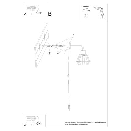 Aplique SUBA 1xE27/15W/230V negro