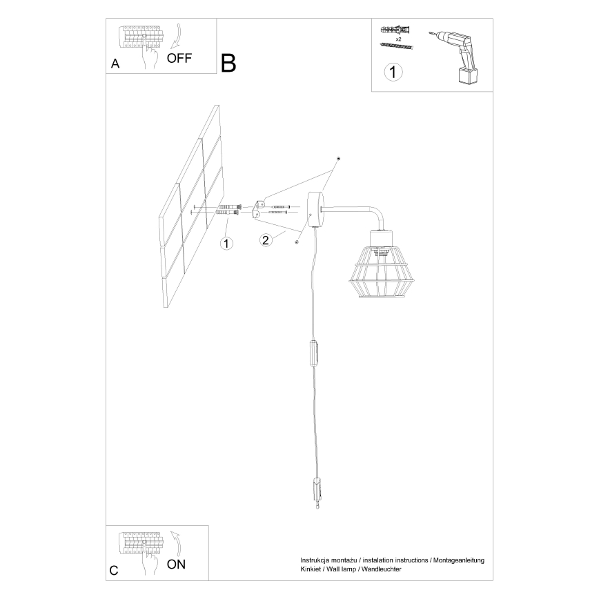 Aplique SUBA 1xE27/15W/230V negro