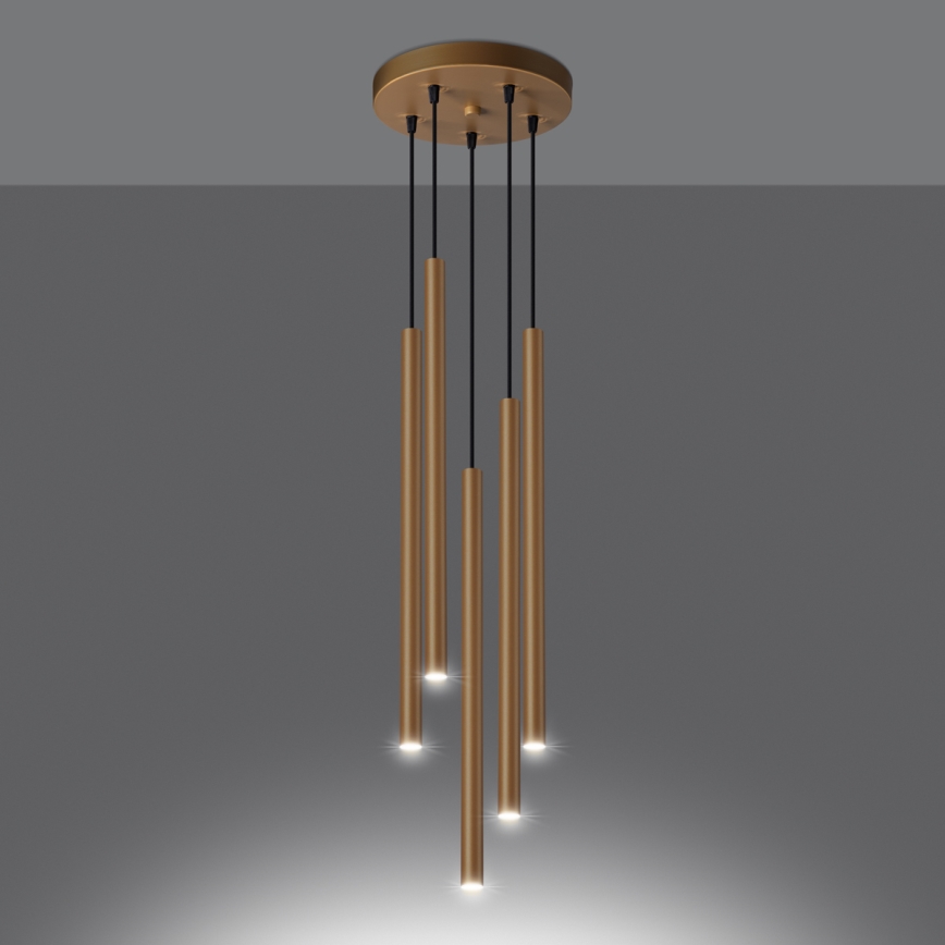 Lámpara colgante PASTELO 5xG9/8W/230V dorado
