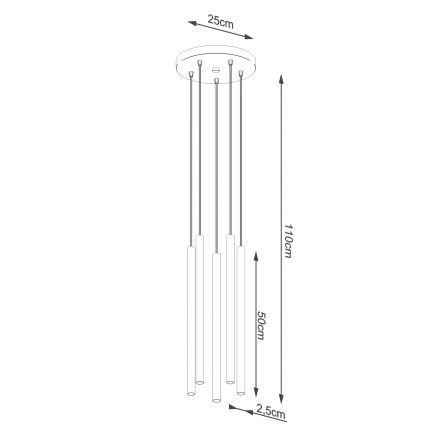 Lámpara colgante PASTELO 5xG9/8W/230V dorado