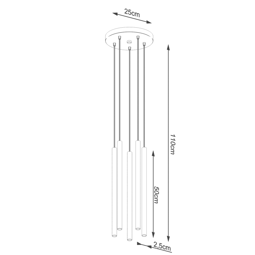 Lámpara colgante PASTELO 5xG9/8W/230V negro