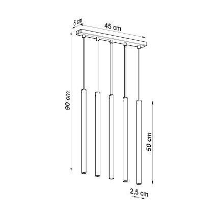 Lámpara colgante PASTELO 5xG9/8W/230V dorado