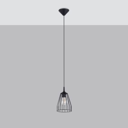 Lámpara colgante LEYO 1xE27/15W/230V negro