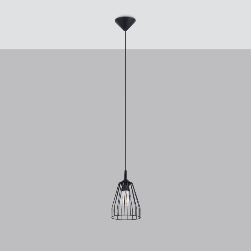 Lámpara colgante LEYO 1xE27/15W/230V negro