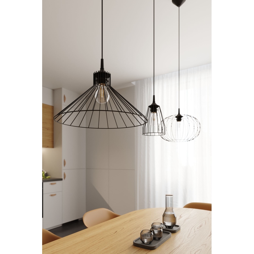 Lámpara colgante LEYO 1xE27/15W/230V negro