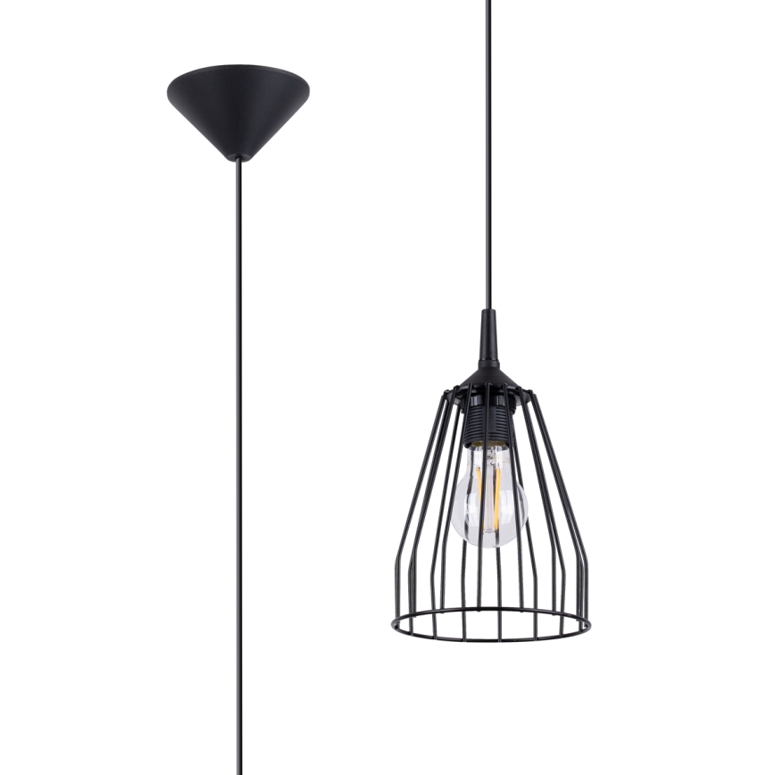 Lámpara colgante LEYO 1xE27/15W/230V negro