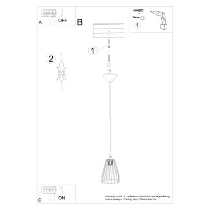 Lámpara colgante LEYO 1xE27/15W/230V negro