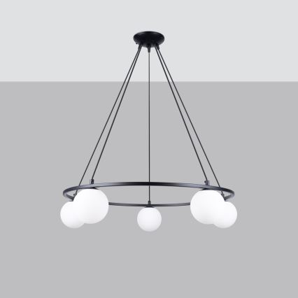 Lámpara colgante YOLI 5xG9/8W/230V negro