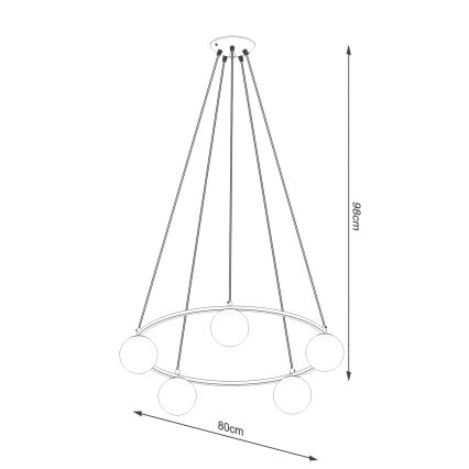 Lámpara colgante YOLI 5xG9/8W/230V negro