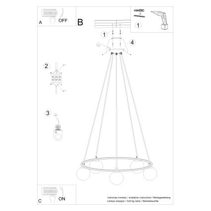 Lámpara colgante YOLI 5xG9/8W/230V negro