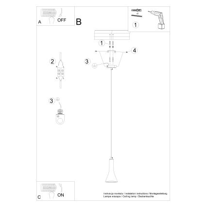 Lámpara colgante REA 1xE14/12W/230V concreto