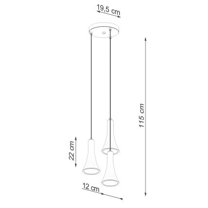 Lámpara colgante REA 3xE14/12W/230V concreto