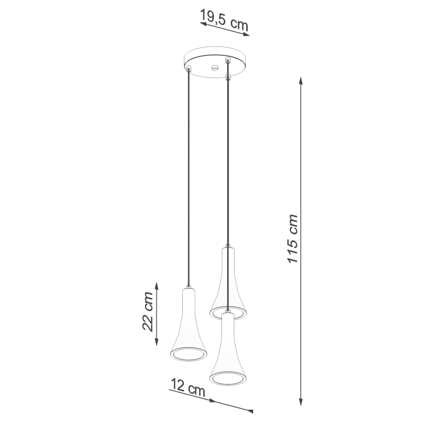 Lámpara colgante REA 3xE14/12W/230V concreto
