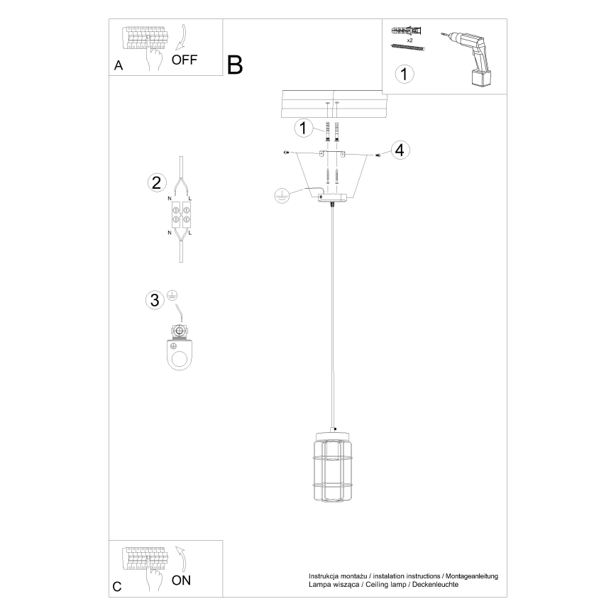 Lámpara colgante GOTTO 1xE27/15W/230V negro