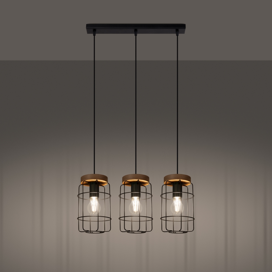 Lámpara colgante GOTTO 3xE27/15W/230V negro